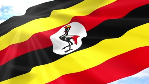 Uganda Flag Seamless Loop 4k 60fps on Sky Background Stock Footage 341553683