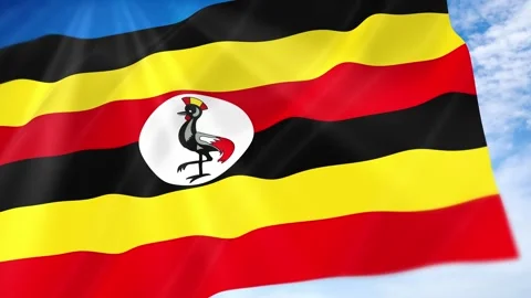 Uganda Flag Seamless Loop 4k 60fps on Sky Background Stock Footage 341679187