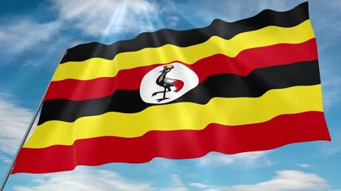 Uganda Flag Seamless Loop 4k 60fps on Sky Background Stock Footage 341752030