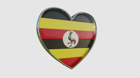 Uganda Flag in the Shape of 3D Heart. Stock Footage 141906053