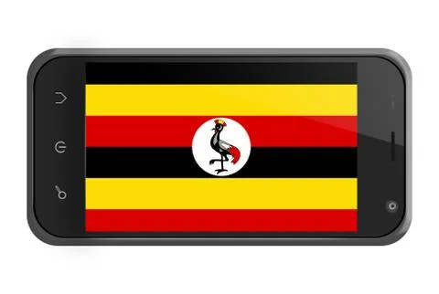 Uganda flag on smartphone screen isolated Stock Illustration