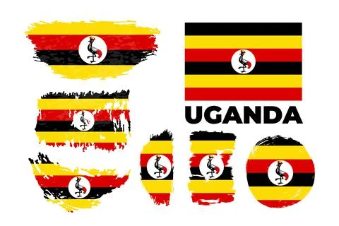 Uganda flag, vector illustration on a white background. Stock Illustration
