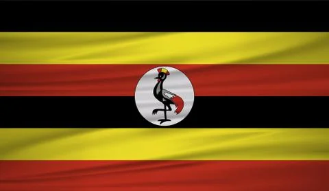 Uganda flag vector. Vector flag of Uganda blowig in the wind. EPS 10. Stock Illustration