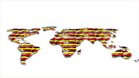 Uganda flag wave 3d earth map animation white background Stock Footage 264302927
