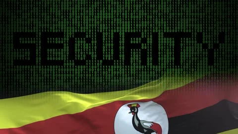 Uganda flag - Waving flag on matrix binary code background Stock Footage 321422633