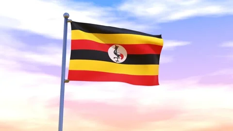 Uganda Flag waving in the high wind Video stock 155459364