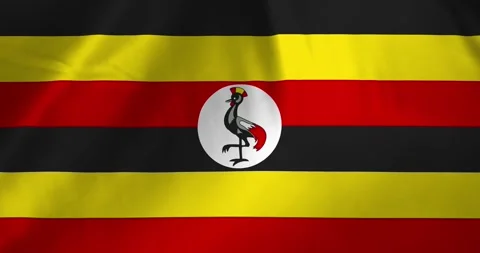 Uganda flag waving with the wind background loop video animation Stockbeeldmateriaal 327173744