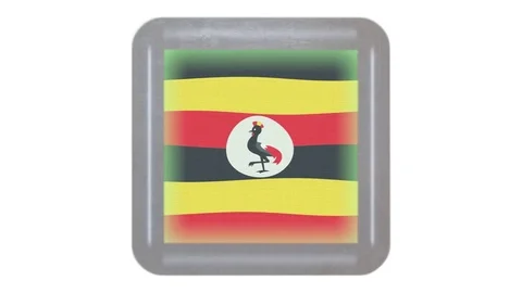 Uganda flag waving in the wind. Icon in the frame. Animation loop Stock Footage 83725654