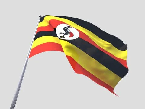 Uganda flying flag isolate on white background 스톡 일러스트