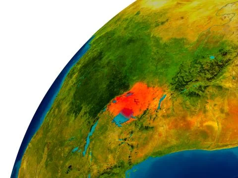 Uganda on globe Stock Illustration