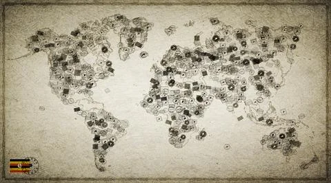 Uganda Kampala Stamp World Map Stock Illustration
