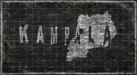 Uganda Kampala Typography Map Stock Illustration