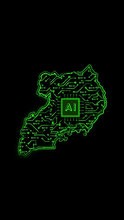 Uganda Map AI Chipset Technology Opener Video stock 337172903