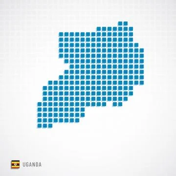 Uganda map and flag icon Stock Illustration