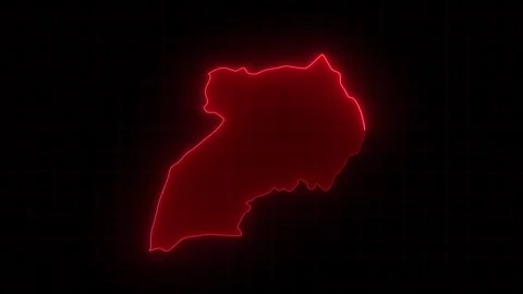 Uganda map animation, Glowing neon Uganda map animation background. country terr Stock Footage 319075500