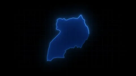 Uganda map animation, Glowing neon Uganda map animation background. country terr Stock Footage 319075501