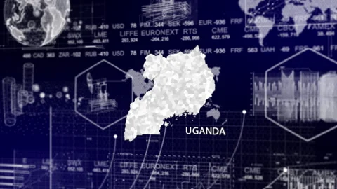 Uganda Map Animation Loop | Growth, GDP, Oil Economy &amp; Development Insights Stock Footage 331565906