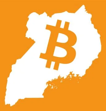 Uganda map with bitcoin crypto currency symbol illustration Stock Illustration