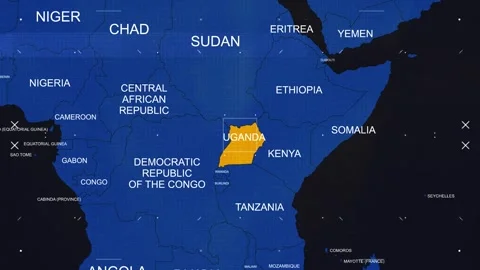 Uganda Map Black and Blue Breaking News Style Stock Footage 291698760