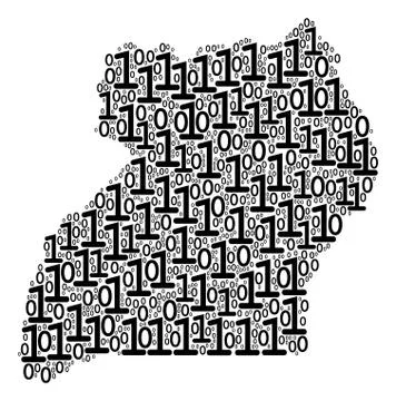 Uganda Map Composition of Binary Digits Stock Illustration