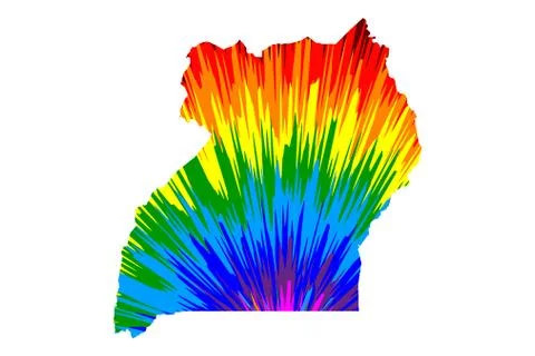 Uganda - map is designed rainbow abstract colorful pattern, Republic of Ugand Illustrazione stock