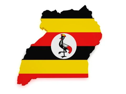 Uganda map flag 3d shape Stock Illustration