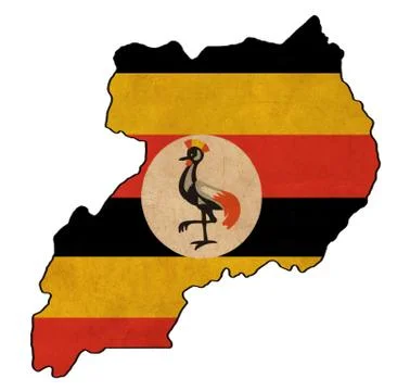 Uganda map on  flag drawing ,grunge and retro flag series Stock Illustration