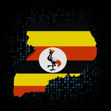 Uganda map flag on hex code illustration Stock Illustration