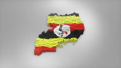 Uganda Map with Flag Intro Background Stock-Footage 315162697