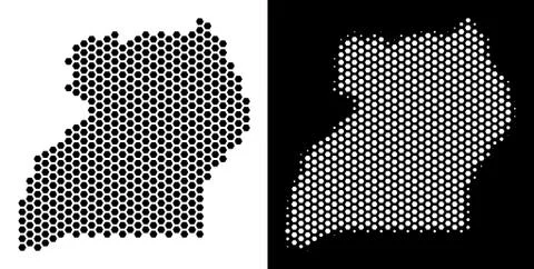 Uganda Map Hex Tile Abstraction 库存插图