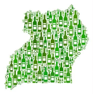 Uganda Map Mosaic of Wine Bottles and Circles Stock Illustration