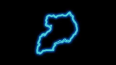 Uganda Map Outline Neon Lights Stock Footage 332850828