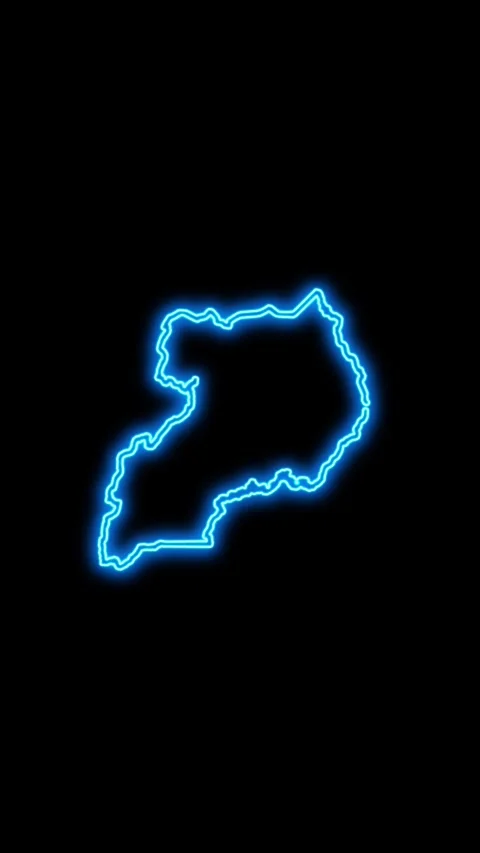 Uganda Map Outline Neon Lights Stock Footage 333057698