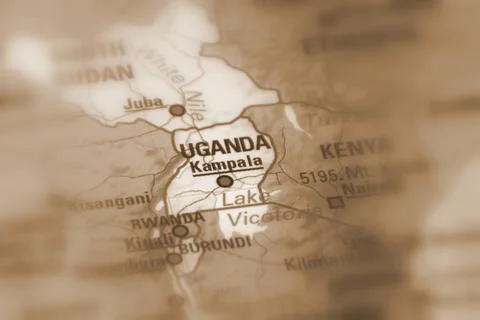 Uganda on a map Stock Photos