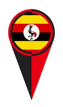 Uganda Map Pointer Location Flag Stock Illustration