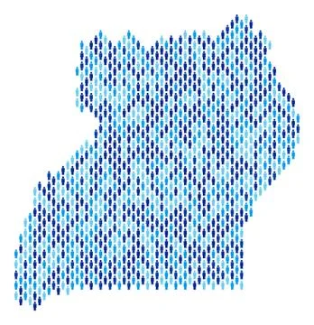 Uganda Map Population Demographics Stock Illustration