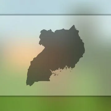 Uganda map. Vector silhouette of Uganda. Blurred background Stock Illustration