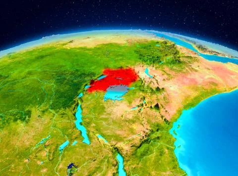 Uganda from orbit Stock Illustration