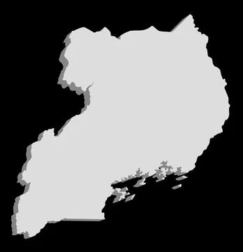 Uganda Outline Silhouette 3D Map Stock Illustration