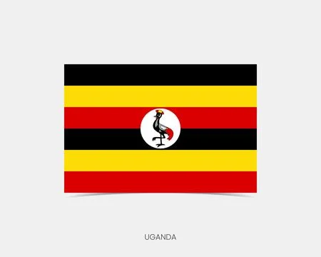 Uganda Rectangle flag icon with shadow. Illustrazione stock