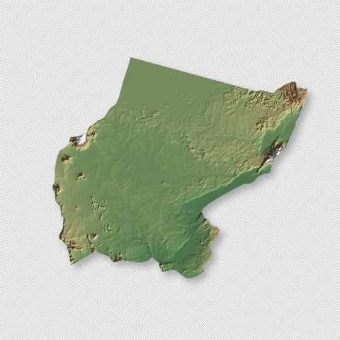 Uganda Rotating 3D Relief Map Seamless Loop, Alpha Channel 4K Stock Footage 340698183