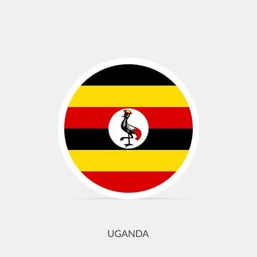 Uganda round flag icon with shadow. Stock Illustration