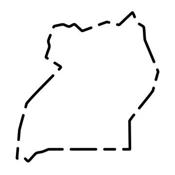 Uganda simplified broken outline vector map Stock Illustration