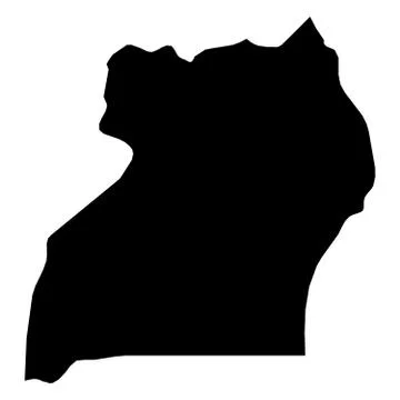 Uganda - solid black silhouette map of country area. Simple flat vector Stock Illustration