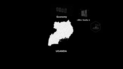 Uganda technology map with animated charts Stock Footage 340993917