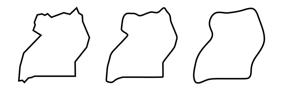 Uganda vector country map in three levels of smoothness Stock Illustration