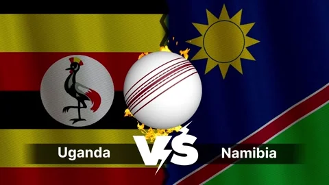 Uganda vs Namibia 4K Animated Cricket Intro with Flags and Ball Motion Stock Footage 312116435
