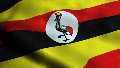 Uganda Waving Flag in 3D Stock Illustration