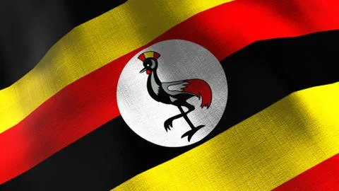 Uganda waving flag. Seamless cgi animation highly detailed fabric texture in  Stock Illustration