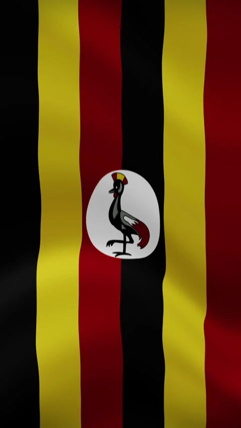 Uganda Waving Flag in Vertical Orientation – Realistic Loop Animation Video stock 294949394
